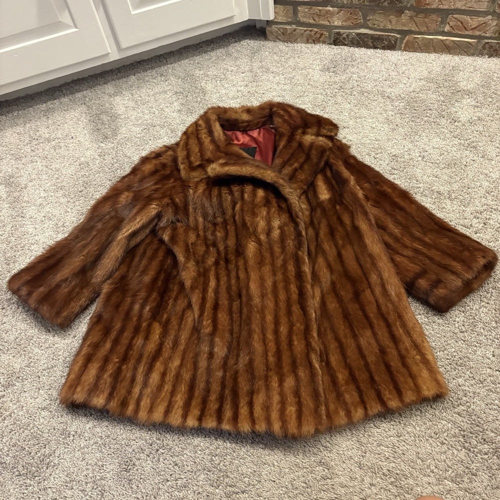 Vintage Women's Evan's Fur Coat Mink Fur Jacket Striped Milan Chicago Paris XL?
